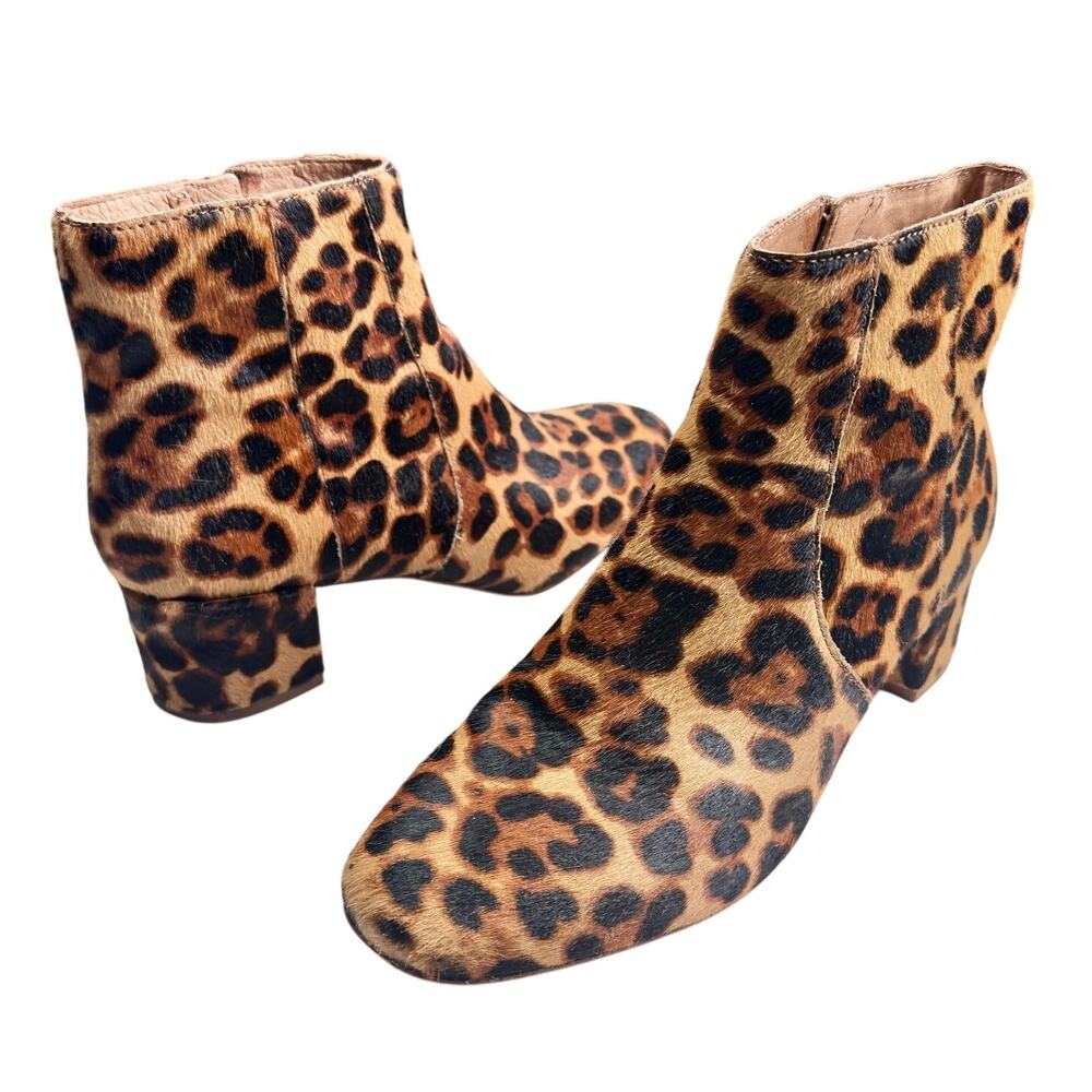 Madewell | Women | The Jada Leopard Calf Hair Leather Heeled Booties | Sz 7.5